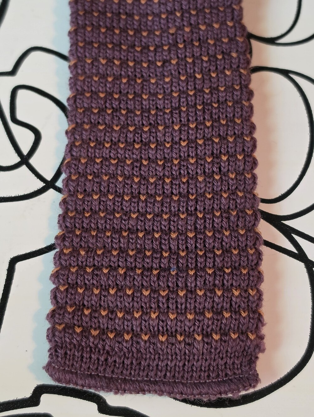Vtg Purple Orange Micro Dot Knit Skinny Tie Square End Retro Preppy Groomsman